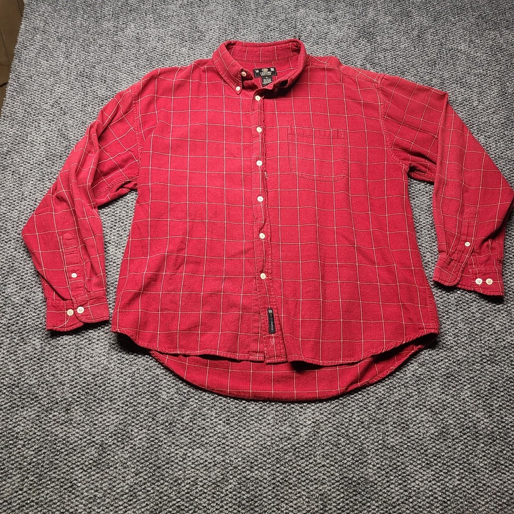 Vtg J. Riggins Sportswear Shirt Mens XL Red White Plaid Flannel Button Down